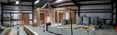 Texas Timber Wolf workshop construction - Interior Rough Completed.